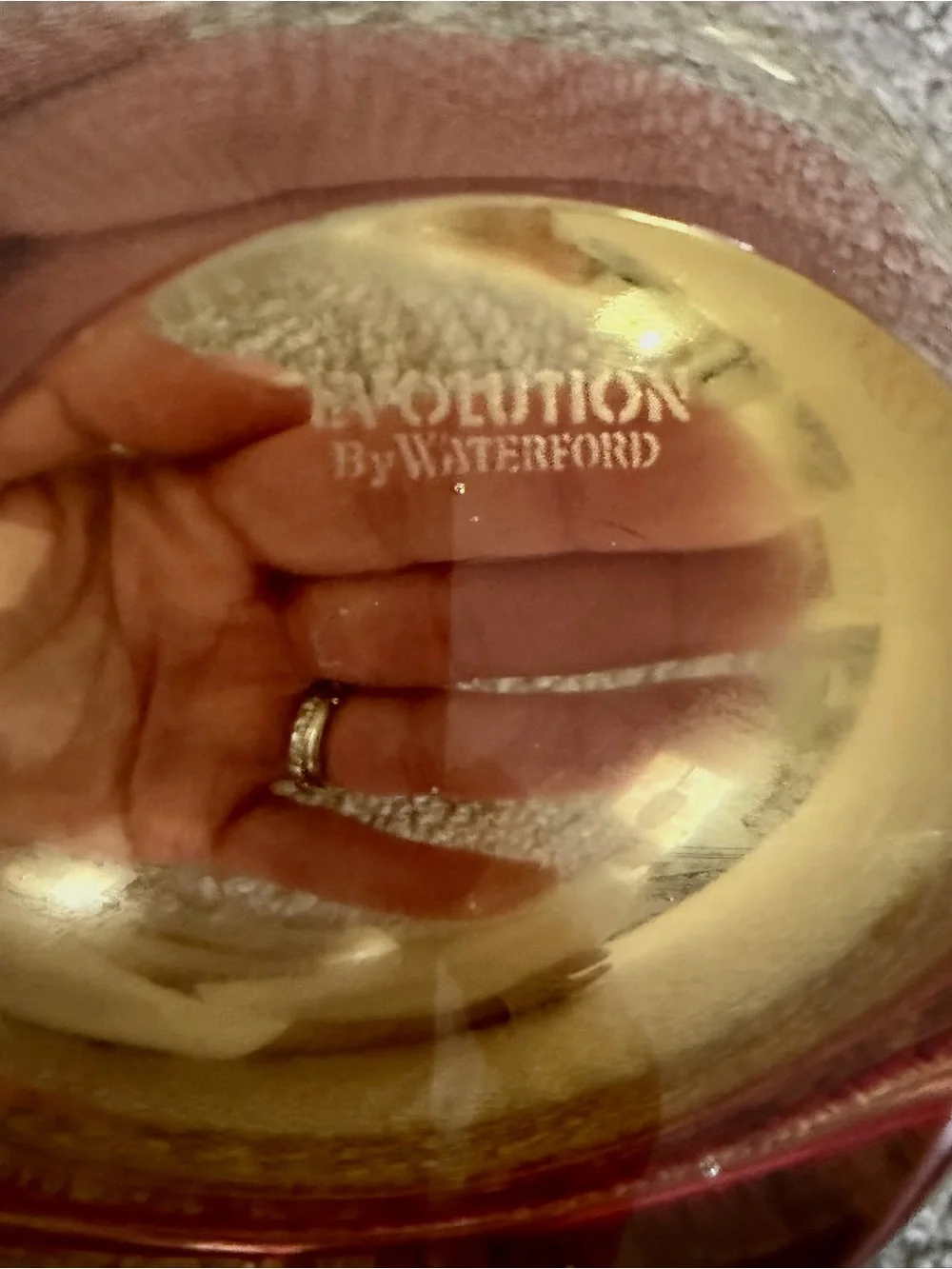 Waterford Evolution Tickled Pink console bowl 10” pink amber
